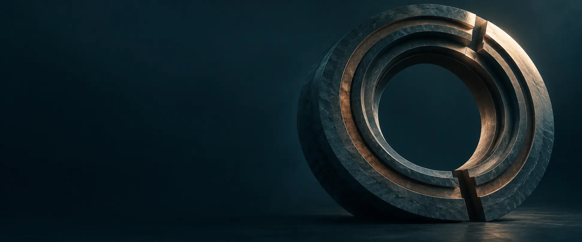 Concentric mineral structure with a hollow center